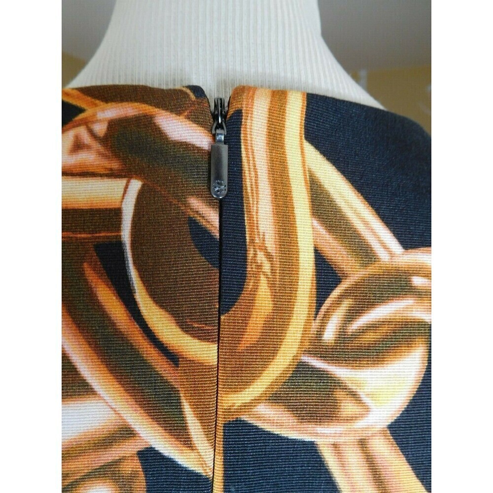 Gorgeous TRINA TURK "Carola Blouse" Chain Print Cap Sleeve Crew Neck Blouse P - Picture 8 of 10
